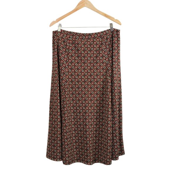 Sag Harbor Red Brown Floral Print Maxi Skirt - Picture 2 of 12